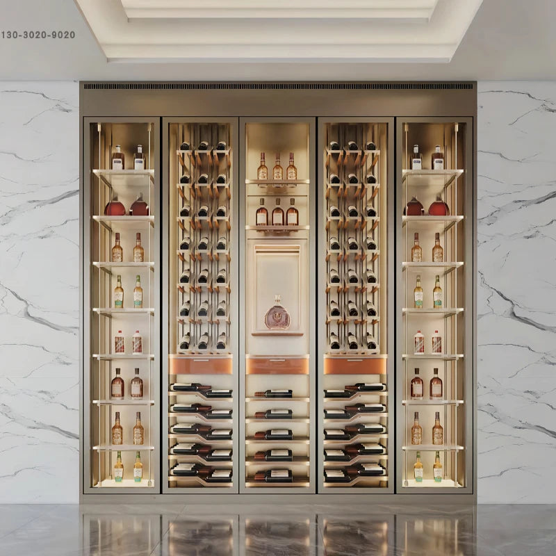 Stainless steel thermostatic wine cabinet, customized cigar cabinet, commercial Baijiu glass display cabinet, villa, wine cellar