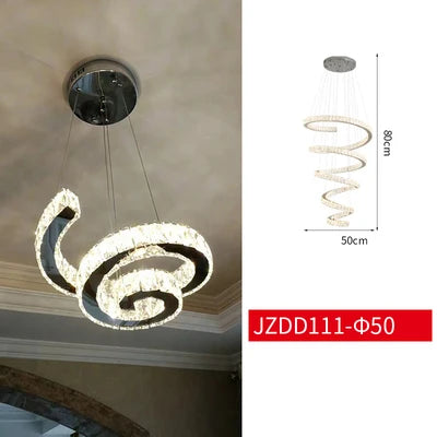 Stairwell Modern LED Chandeliers Villa Spiral Stair Long Crystal Chandelier Lighting Hotel Lobby Decoration Crystal Hanging Lamp