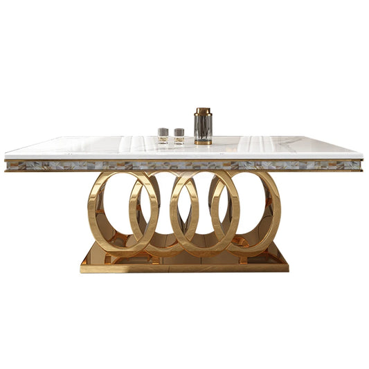 Stone Plate Dining Tables and Chairs Set Simple Rectangular Dining Table Home Mild Luxury Marble Dining Table