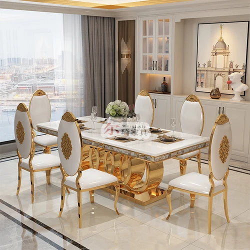 Stone Plate Dining Tables and Chairs Set Simple Rectangular Dining Table Home Mild Luxury Marble Dining Table