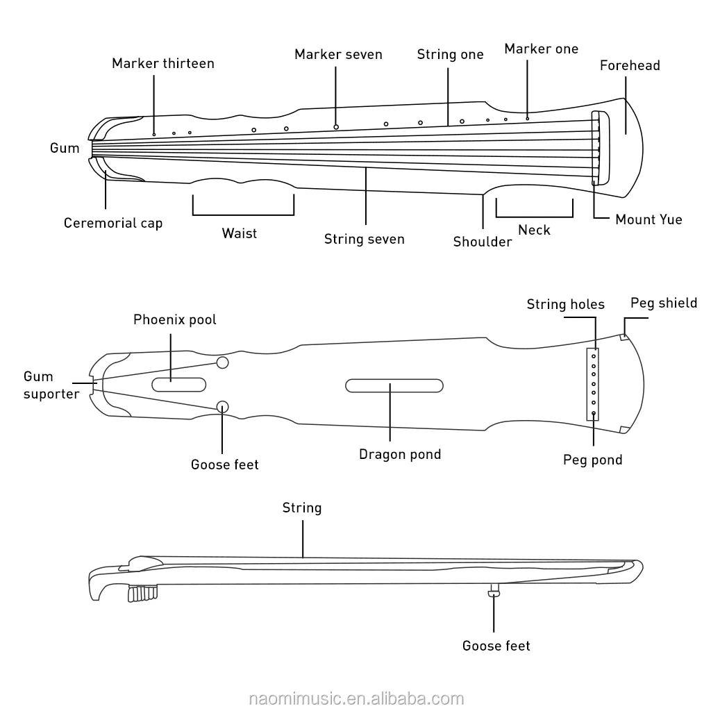 String Chinese Zither Paulownia Wood National Ancient Instrument