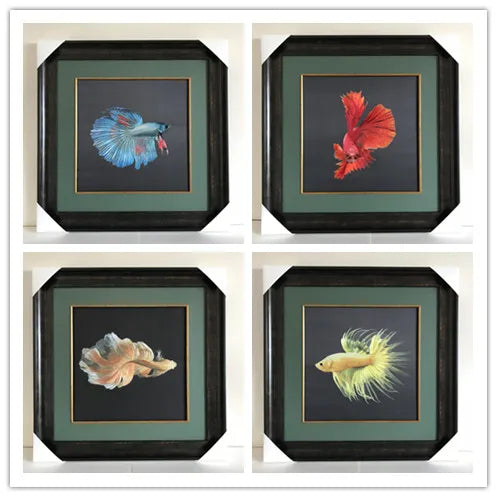 Suzhou Embroidery Handmade Finished Mulberry Silk Embroidery Decoration Paintings Fishes ,Not Include Frame 50*50cm