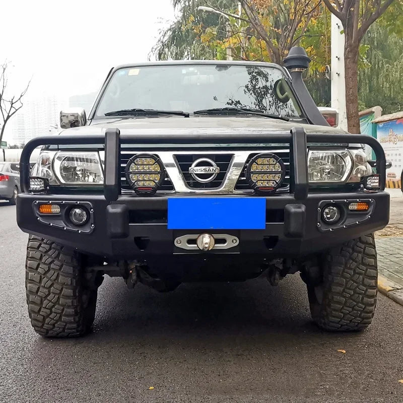 TOPLEADER AUTO PARTS Body Kits Industrial Carbon Steel Auto Car Front Bumper  N-issan Patrol Y61 Front Bumper Guard Light