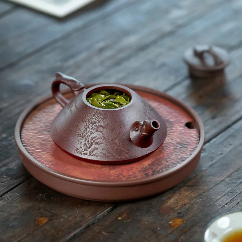 【Tao Yuan】Yixing Purple Clay Pot National High-Tech Zhang Guowei Hand-Made Raw Ore Purple Clay Dragon Shipiao Teapot270cc