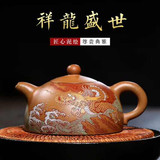 |TaoLing yixing recommended pure manual mud painting half pot of run of mine ore tea sets of household teapot single pot