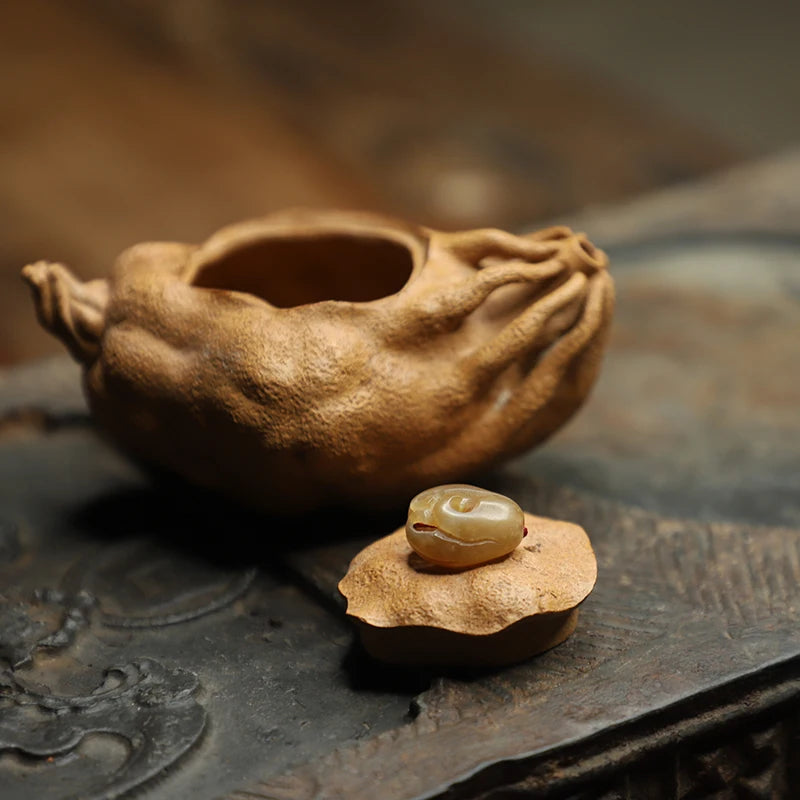 Tea Set Yixing Purple Clay Pot Bionic Device Handmade Single Sketch Pot Segment Mud Buddha's Hand Pot Flower Device Purple Sand