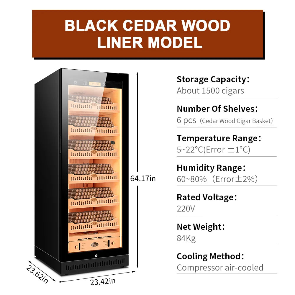 Technical Cigar Humidor Cedar Wood Moisturizing Cabinet Constant Temperature Humidity Air-cooled Frostless Refrigerator 168W1