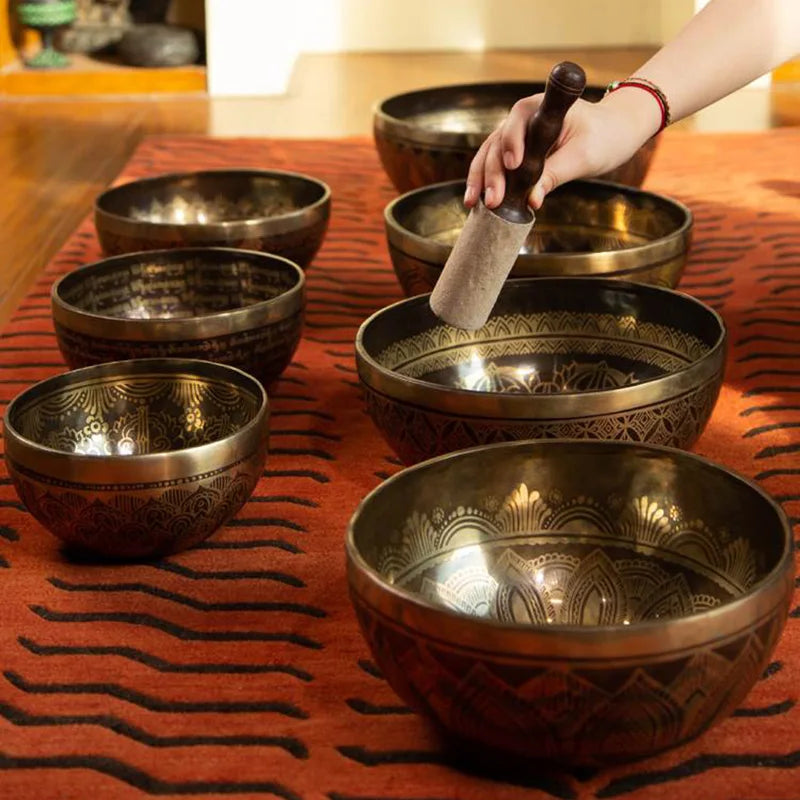 Tibetan Nepal Handmade Singing Bowls Buddha Design Tibetan Bowl for Yoga Chanting Meditation Cuenco Tibetano Sound Healing