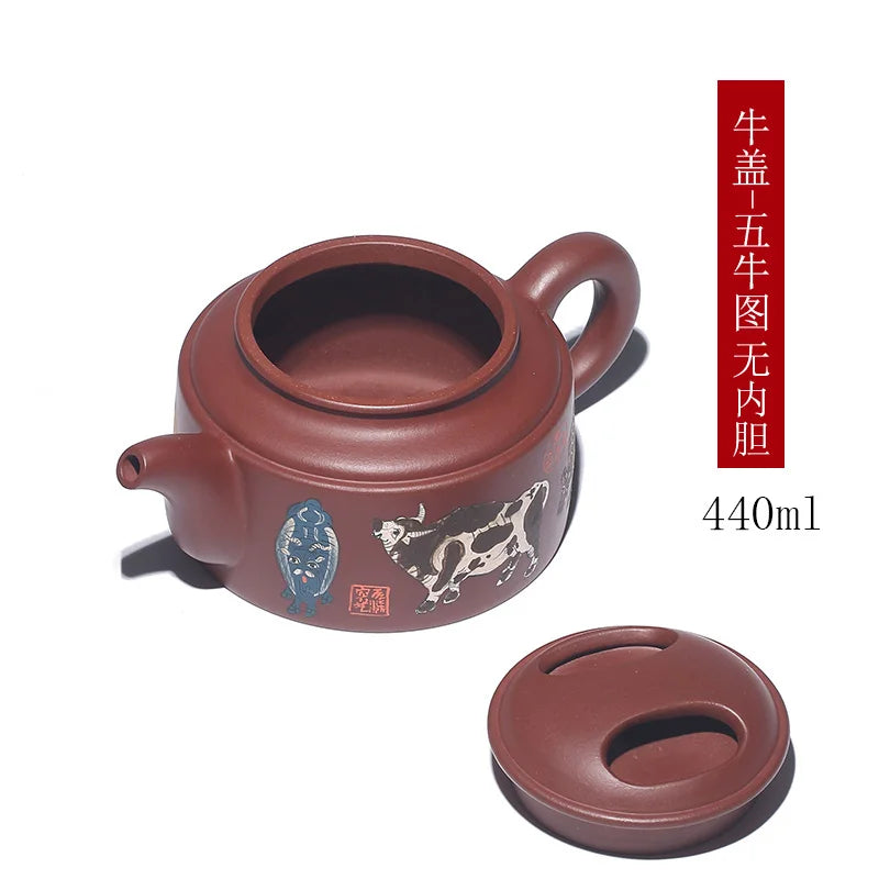 Tibetan Pot World Purple Clay Yixing Famous Master Pure Handmade Original Mine Cow Cap Five Bull Kung Fu Tea