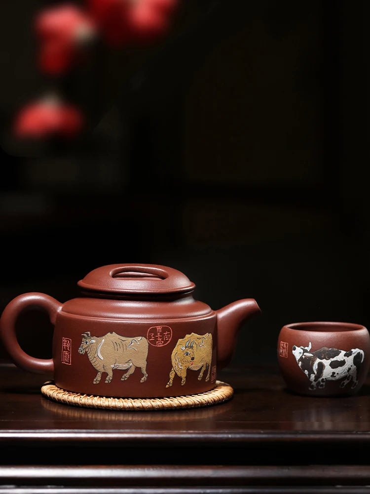 Tibetan Pot World Purple Clay Yixing Famous Master Pure Handmade Original Mine Cow Cap Five Bull Kung Fu Tea