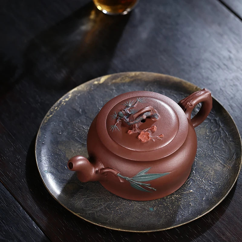 Tibetan Pot World Yixing Purple Clay Pure Handmade Household Kung Fu Tea Set Flower Ware Original Mine Mud