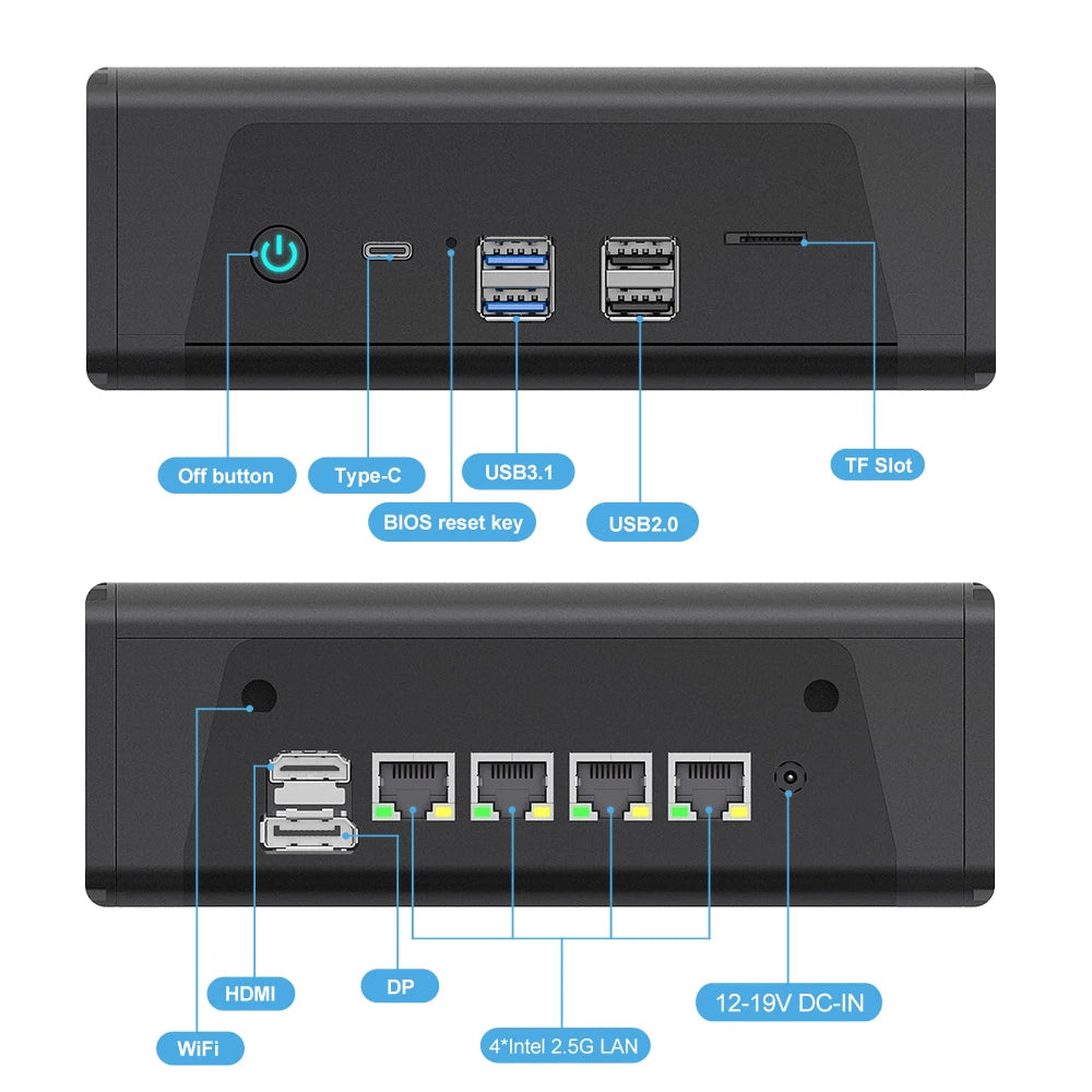 Topton AMD Mini PC Ryzen 7 5825U 5800U 4x Intel i226-V 2.5G Soft Router NAS Server Firewall Appliance  3*NVMe 2*SATA 3x4K UHD