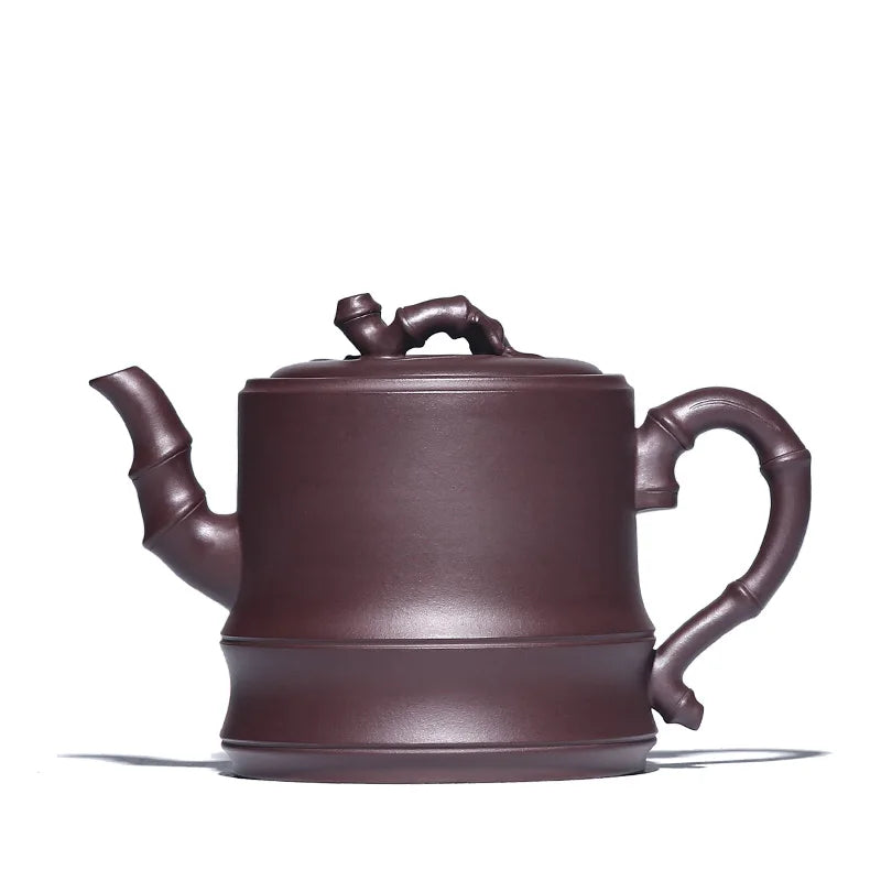 |True art yixing recommended pure manual teapot carved painting famous tea bamboo pot of ores in the mud