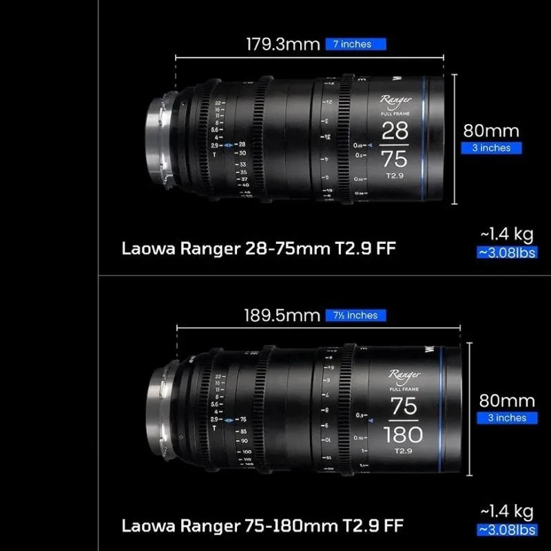 Venus Optics Laowa FF Ranger 28-75mm T2.9 75-180mm T2.9 Professional Cinema Lenses Full Frame Cine Zoom Lens for PL EF Mount