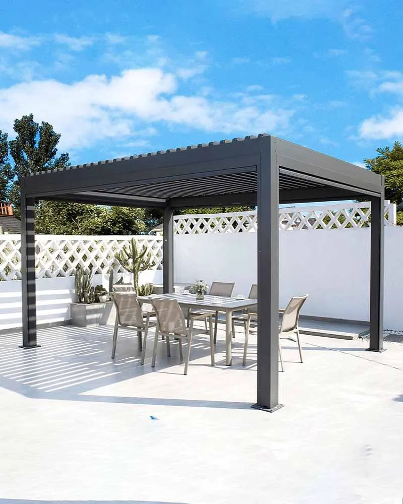 Villa Garden Outdoor Aluminum Alloy Chinese Outdoor Sunshade Canopy Louver Flipped Electric Cooling Pavilion Aluminum Alloy Chin