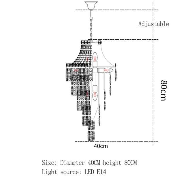 Villa hollow duplex building chandelier crystal hall spiral staircase post-modern living room hotel lobby light luxury lamp