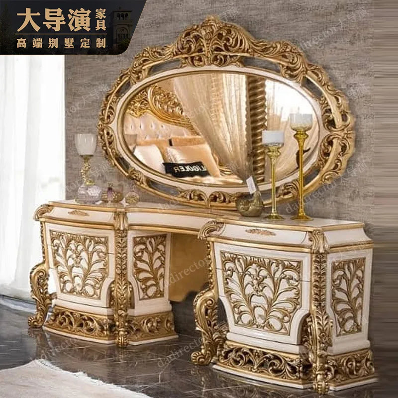 Villa, palace, European style solid wood round bed,French luxury carved bed, princess double marriage bed, high-end