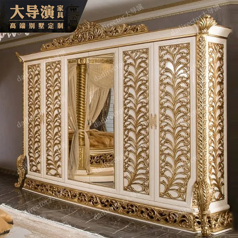 Villa, palace, European style solid wood round bed,French luxury carved bed, princess double marriage bed, high-end