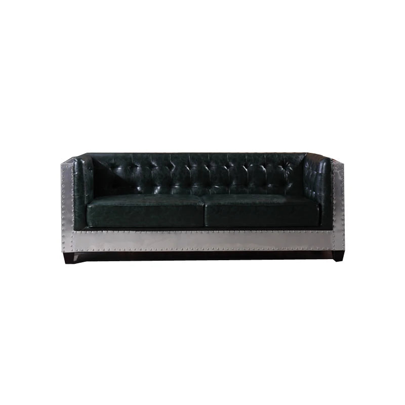 Vintage old industrial style bar sofa European and American style l aluminum leather sofa