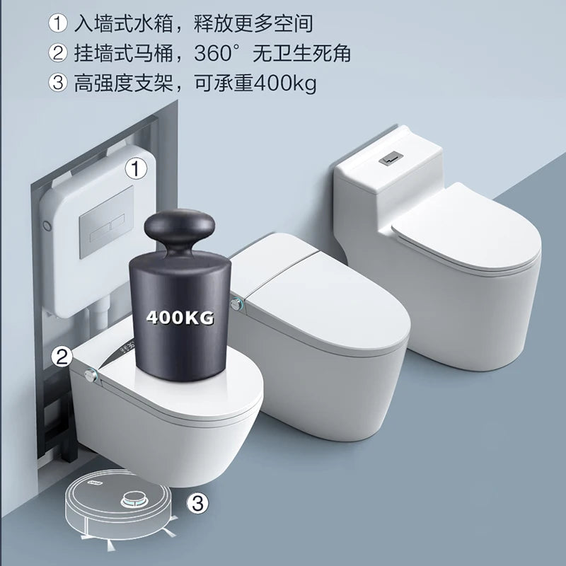 Wall mounted intelligent wall mounted water tank bracket, suspended wall mounted hotel household integrated toilet