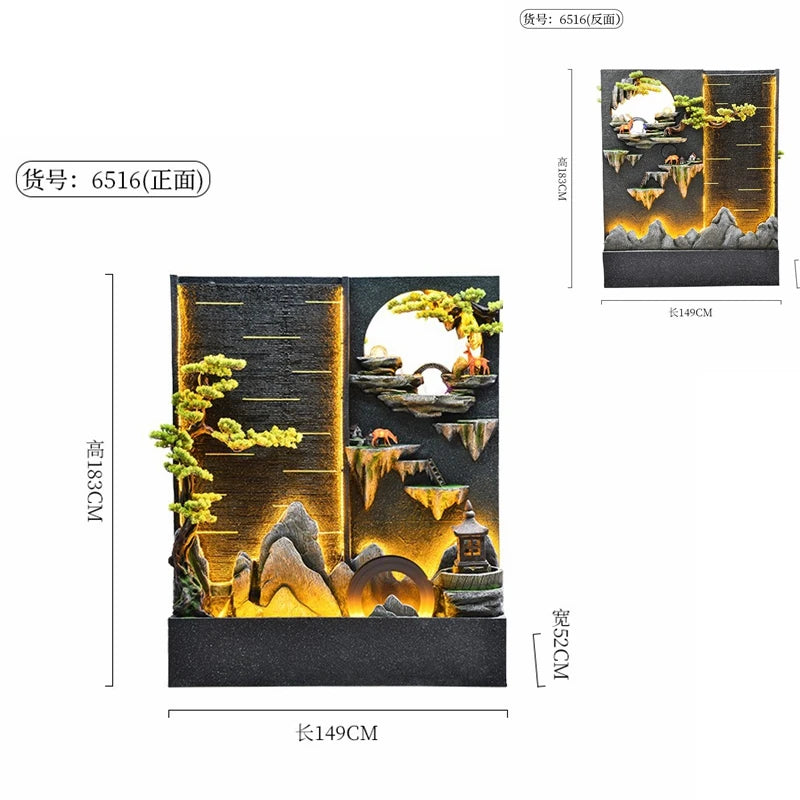 Water Curtain Wall Flowing Water Rockery Fountain Landscape Villa Decorative Screen Courtyard Fish Pond Landscape Decoration