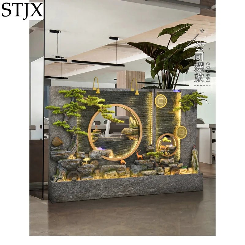 Water curtain wall rockery flowing water screen villa courtyard living room fountain fish pond decoration landscape ornaments
