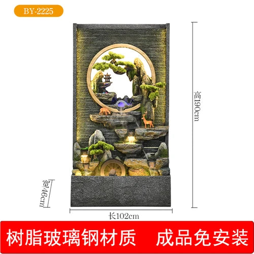 Water curtain wall rockery flowing water screen villa courtyard living room fountain fish pond decoration landscape ornaments
