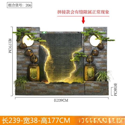 Water curtain wall rockery fountain decoration hotel living room screen decoration outdoor villa fish pond landscape decoration