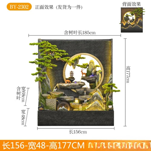 Water curtain wall rockery fountain decoration hotel living room screen decoration outdoor villa fish pond landscape decoration