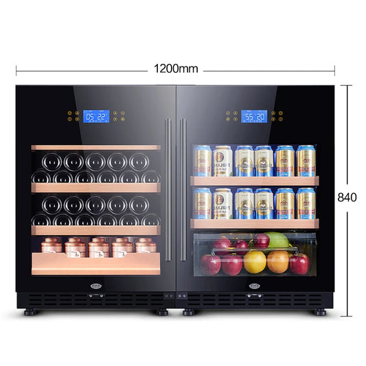 Wine and Beverage Refrigerator - with Glass Front Door - Beer Wine Soda And Drink Mini Fridge - Bar Drinks Fridge Dual Zone