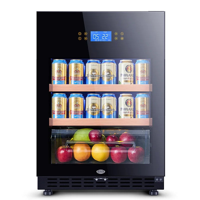 Wine and Beverage Refrigerator - with Glass Front Door - Beer Wine Soda And Drink Mini Fridge - Bar Drinks Fridge Dual Zone