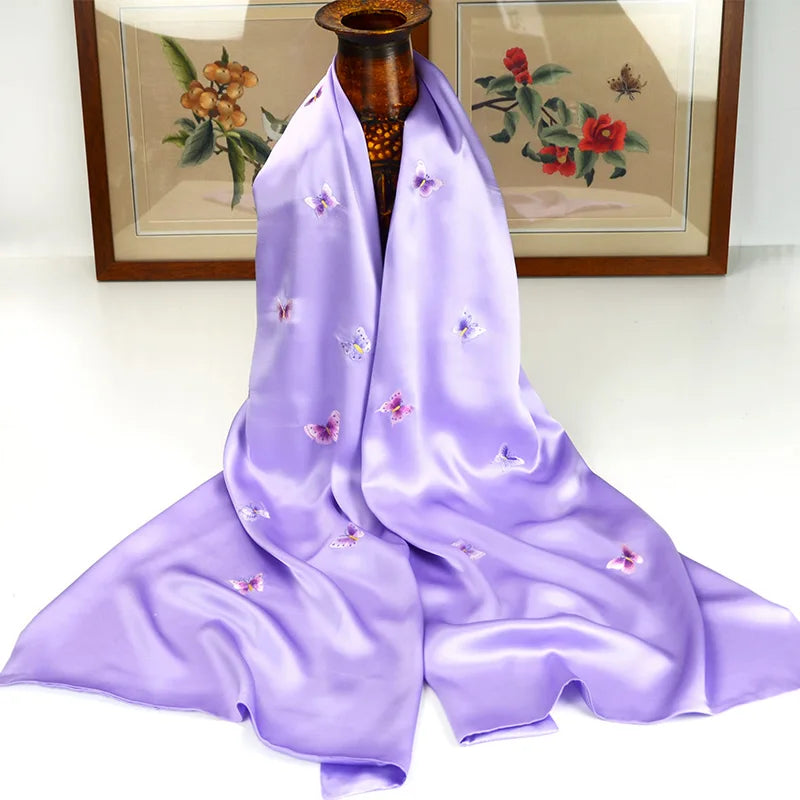 Xiuzhuang's self sold new 2023 silk cheongsam draped with shawl, handcrafted Suzhou embroidery long bridal scarf and scarf