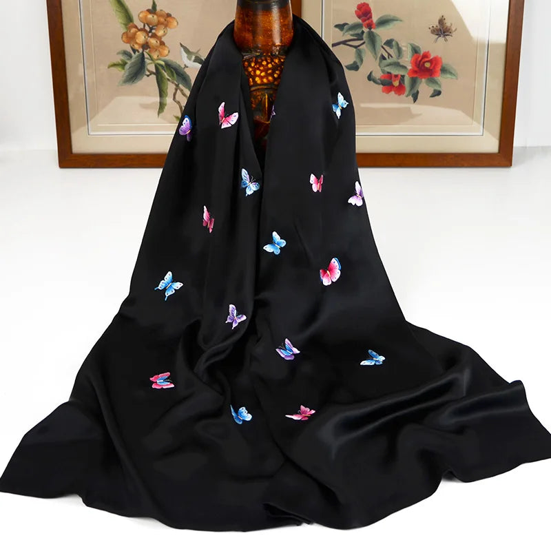 Xiuzhuang's self sold new 2023 silk cheongsam draped with shawl, handcrafted Suzhou embroidery long bridal scarf and scarf