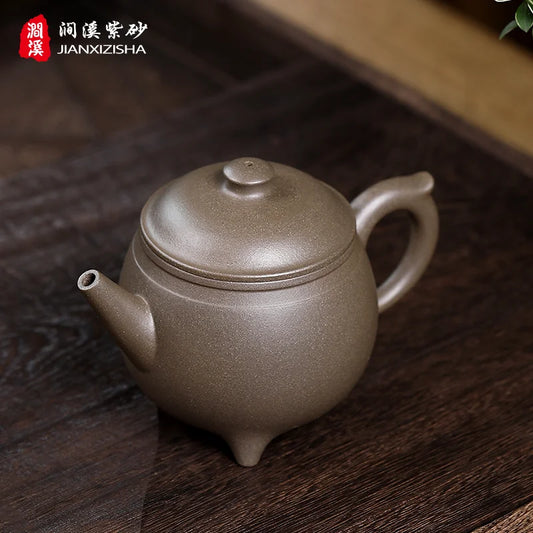 Xixi Yixing Teapot Teapot Famous Aid Wang Fengqin Three Feet Tripod Pot Raw Ore Sky Blue Mash Boutique Tea Set