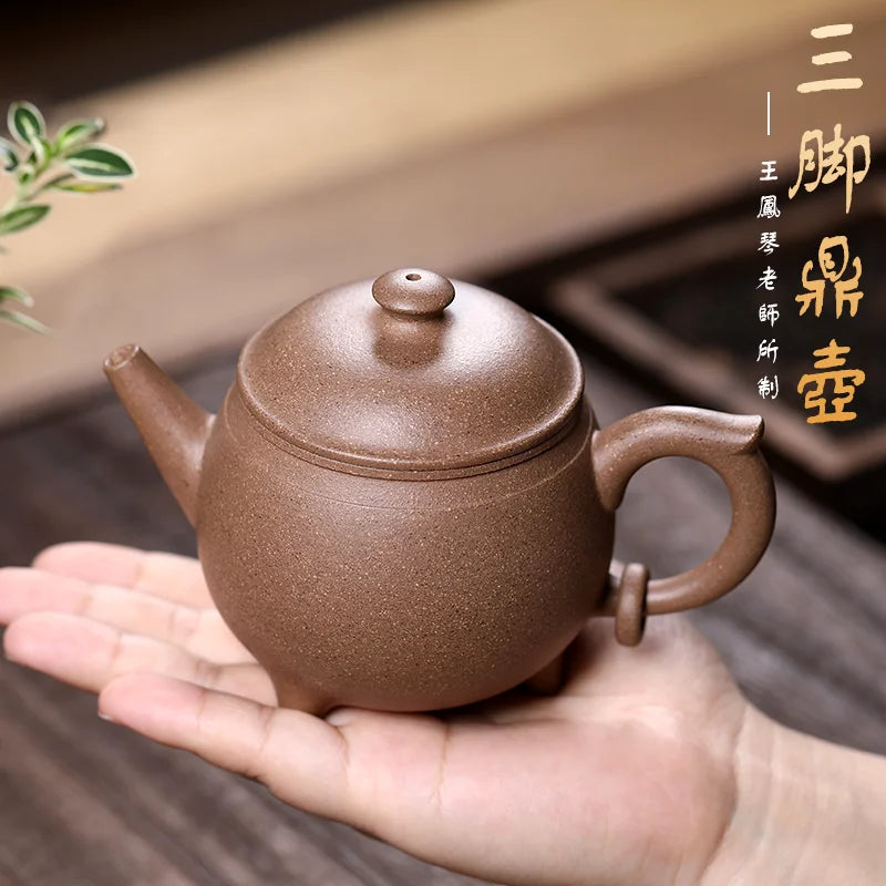 Xixi Yixing Teapot Teapot Famous Aid Wang Fengqin Three Feet Tripod Pot Raw Ore Sky Blue Mash Boutique Tea Set