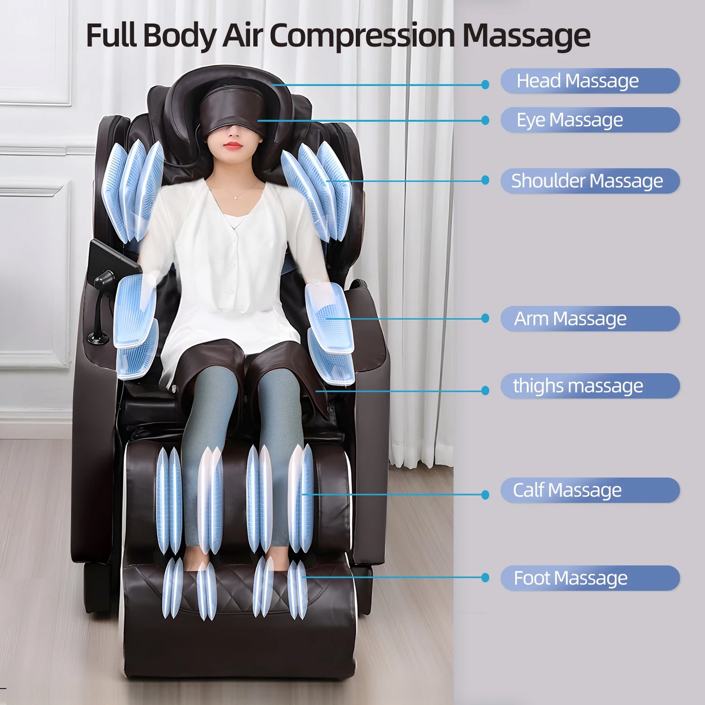 YJ-5812 Professional Full Body 4d Electric Massage Chair Cape Smart Facial Zero Gravity Shiatsu Massager Bluetooth Music black