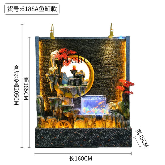 YY Water Curtain Wall Artificial Mountain and Fountain Screen Landscape Decoration Courtyard Villa Decoration