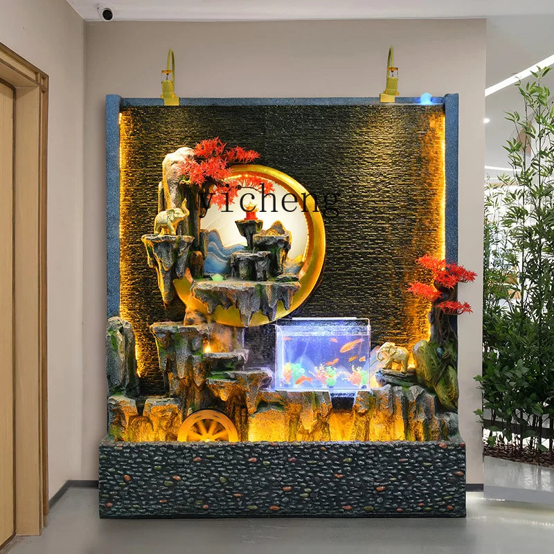YY Water Curtain Wall Artificial Mountain and Fountain Screen Landscape Decoration Courtyard Villa Decoration