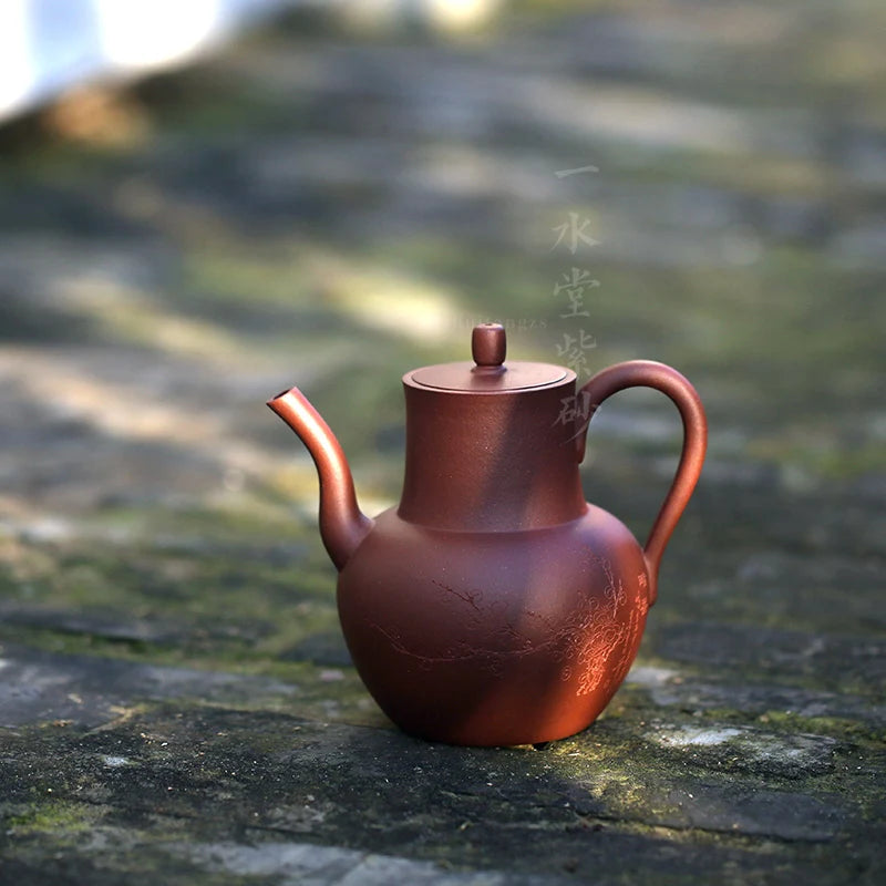 Yishuitang Yixing handmade famous purple clay teapot bottom groove clear holding pot 300ml collection of kungfu tea sets