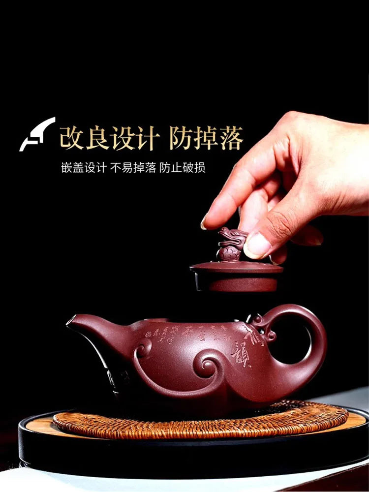 Yixing Clay Pure Handmade Original Mine Old Purple Mud Pot Large Capacity Dragon Rhyme Tea Set High End