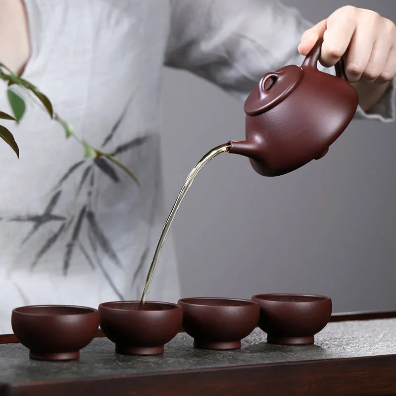 Yixing Pure Handmade Tea Original Mine Purple Clay Smelted Stone Ladle Pot Premium High End Gift For Teachers