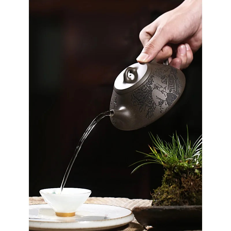 Yixing Purple Clay Pot Famous Handmade Teapot Household Tea Set Handmade Stone Ladle Raw Ore Bitan Sand Dongpo Ladle