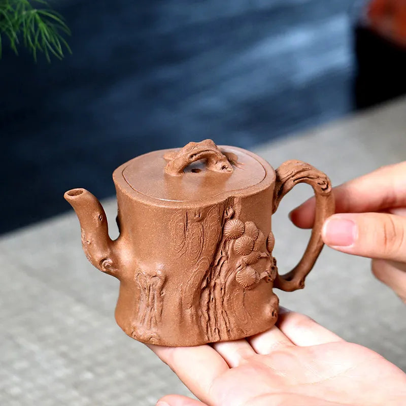 Yixing Purple Clay Pot Famous Raw Ore Handmade Pine Pile Pot Tea Set Tree Pile Plum Pile Flower Device Household Gongfu Teapot