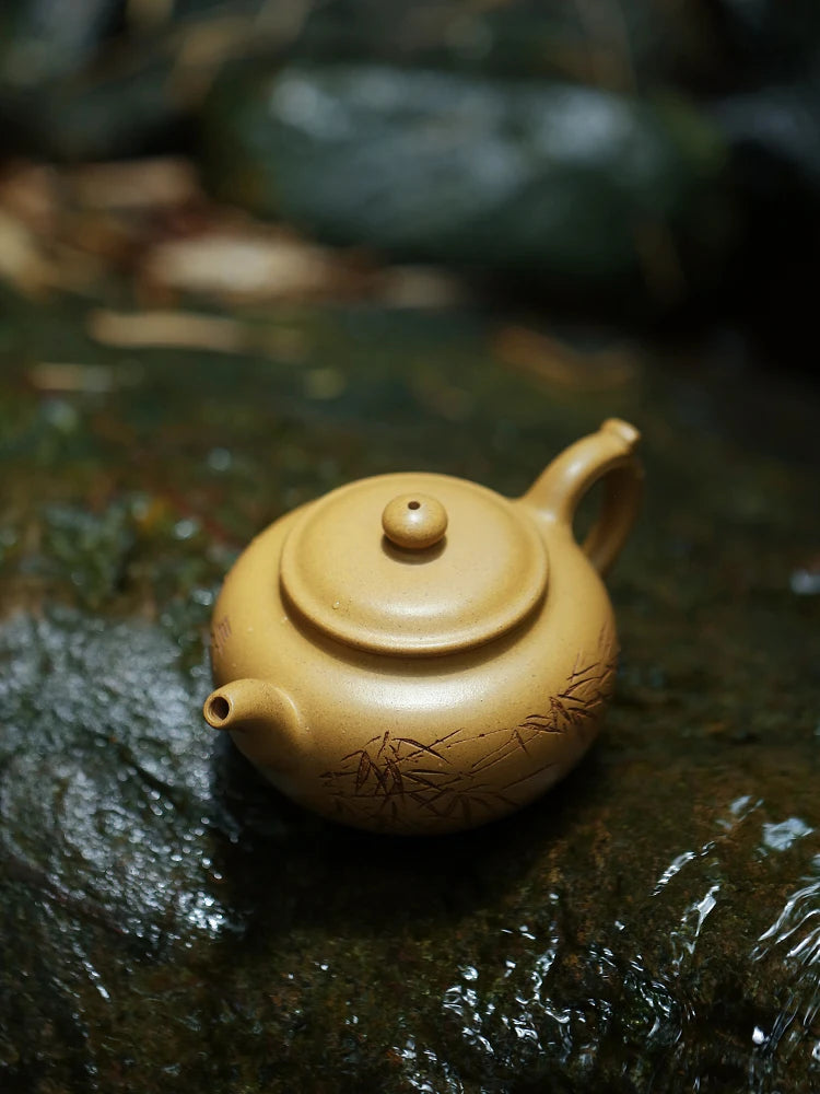 Yixing Purple Clay Pot With Pure Hand Engraving Of High Grade Tea Making Pot, Original Mine Section Mud, Fully Handmade Kung Fu