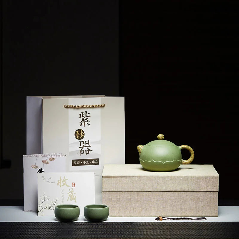 Yixing Purple Clay Pure Handmade Set, Household Light Luxury, High End Small Pot, Kung Fu Tea Brewing Master Xishi Pot