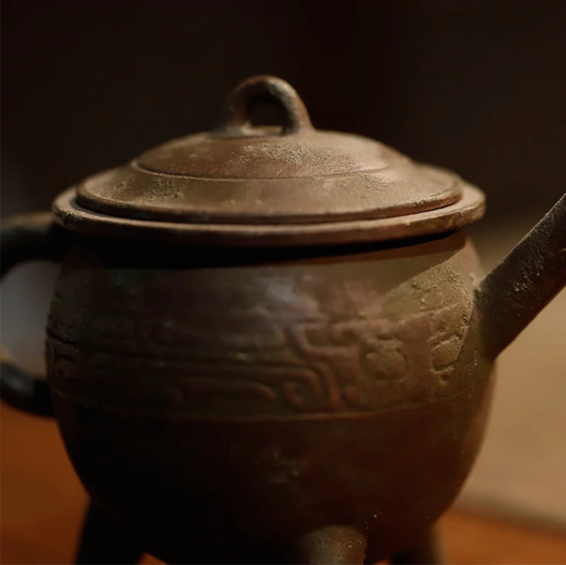 Yixing Purple Sand Teapot Handmade Bronze Tripod Pot Household Kombucha Teapot Purple Sand Little Teapot Tea Set