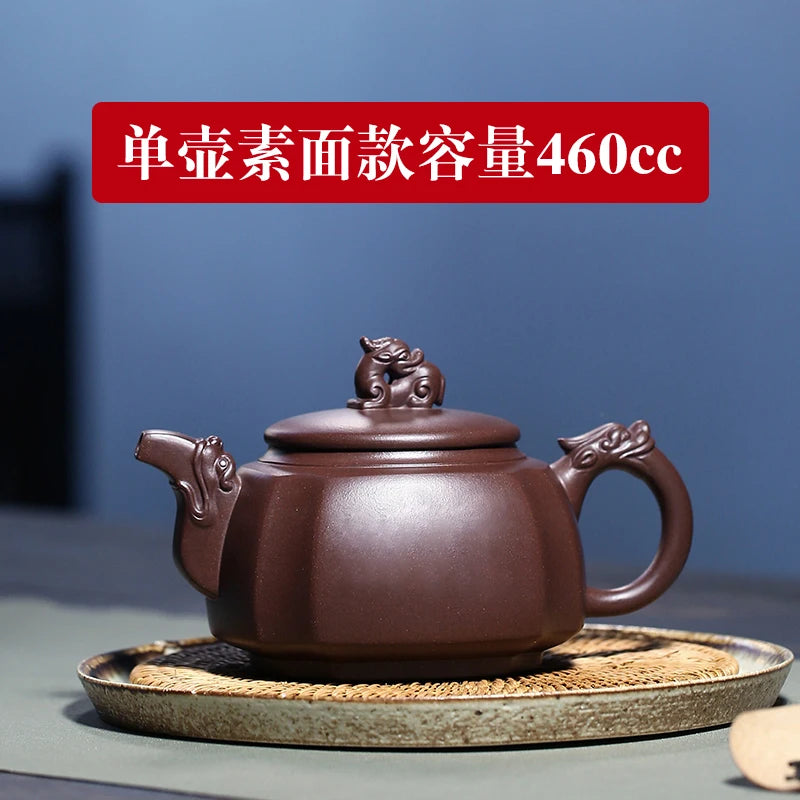 Yixing Sifang Pot Pure Handmade Large Capacity Raw Mine Old Purple Clay Tea Set High End Gift