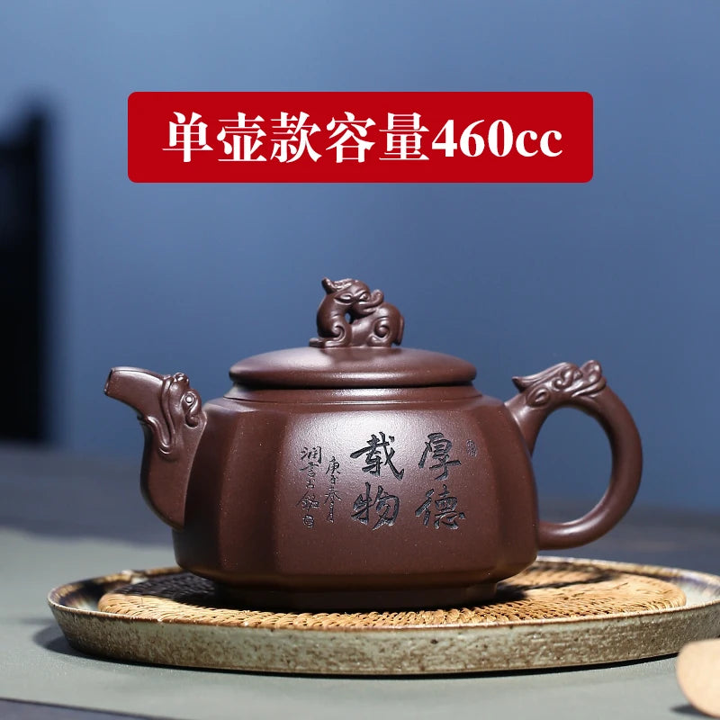 Yixing Sifang Pot Pure Handmade Large Capacity Raw Mine Old Purple Clay Tea Set High End Gift