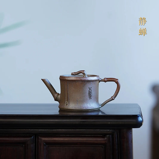 |Yixing purple clay pot master full manual Kung Fu tea set tea pot raw ore section mud firewood burning sketch 90CC