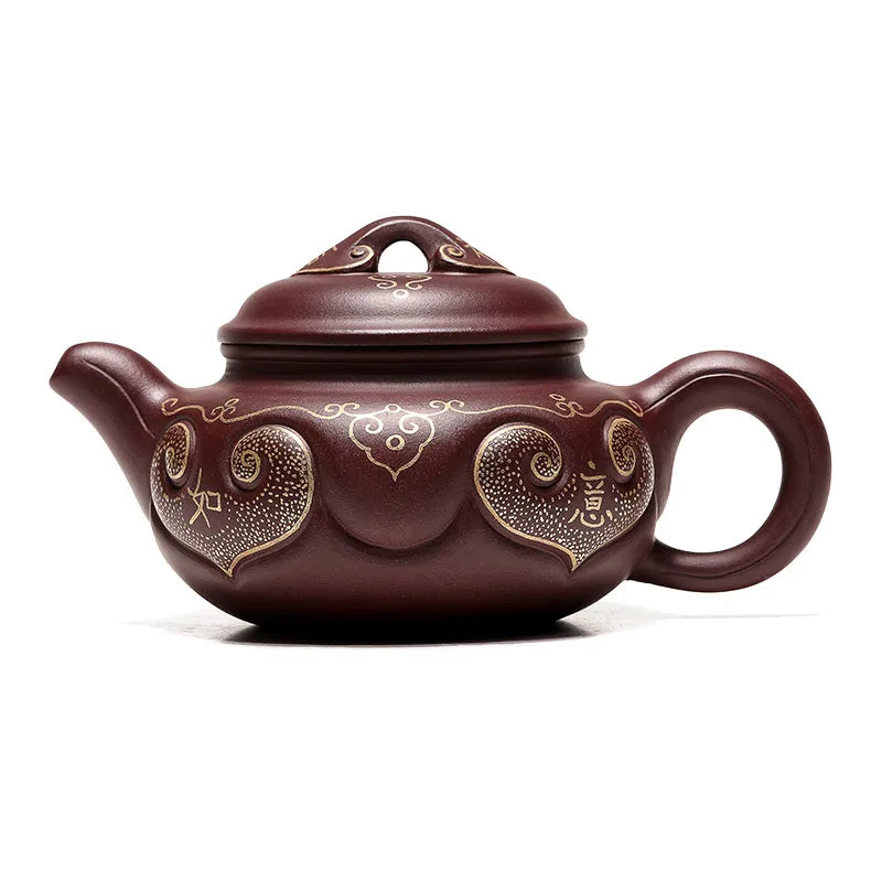 |Yixing purple clay pot pure manual raw ore old Purple mud household large capacity famous auspicious pot tea set set